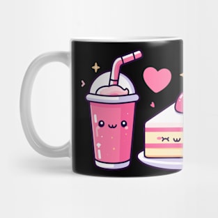 Strawberry Lover | Cute Kawaii Strawberry Milkshake and Cake with Hearts Mug